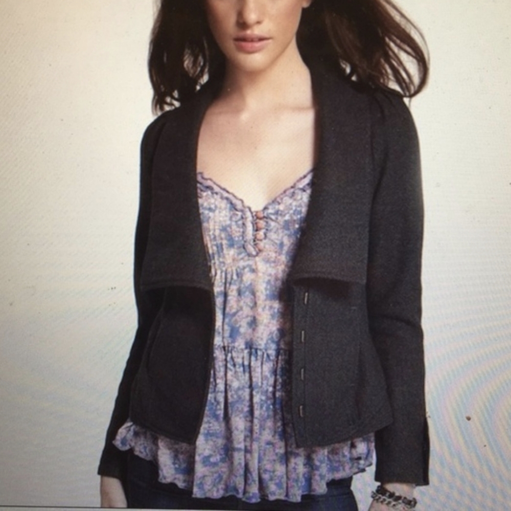 Free People Wool Herringbone Blazer Jacket - Picture 6 of 9